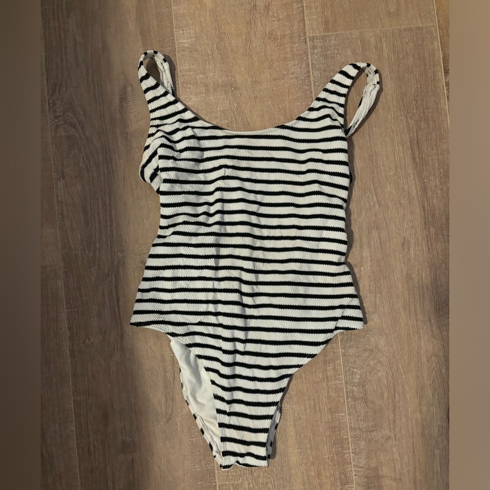 Striped Black and White Swimsuit